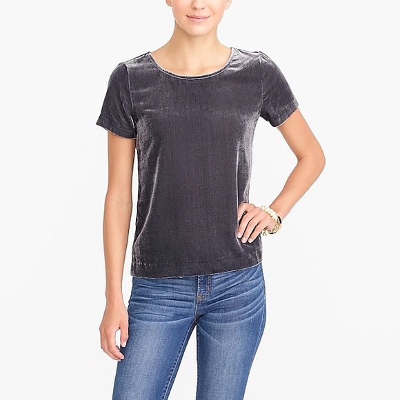 J. Crew Tops - J. Crew Velvet t- shirt charcoal